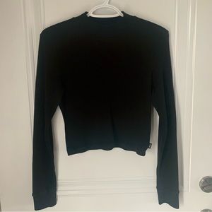 TNA Cropped Waffle Long Sleeve in Black - Women’s Large